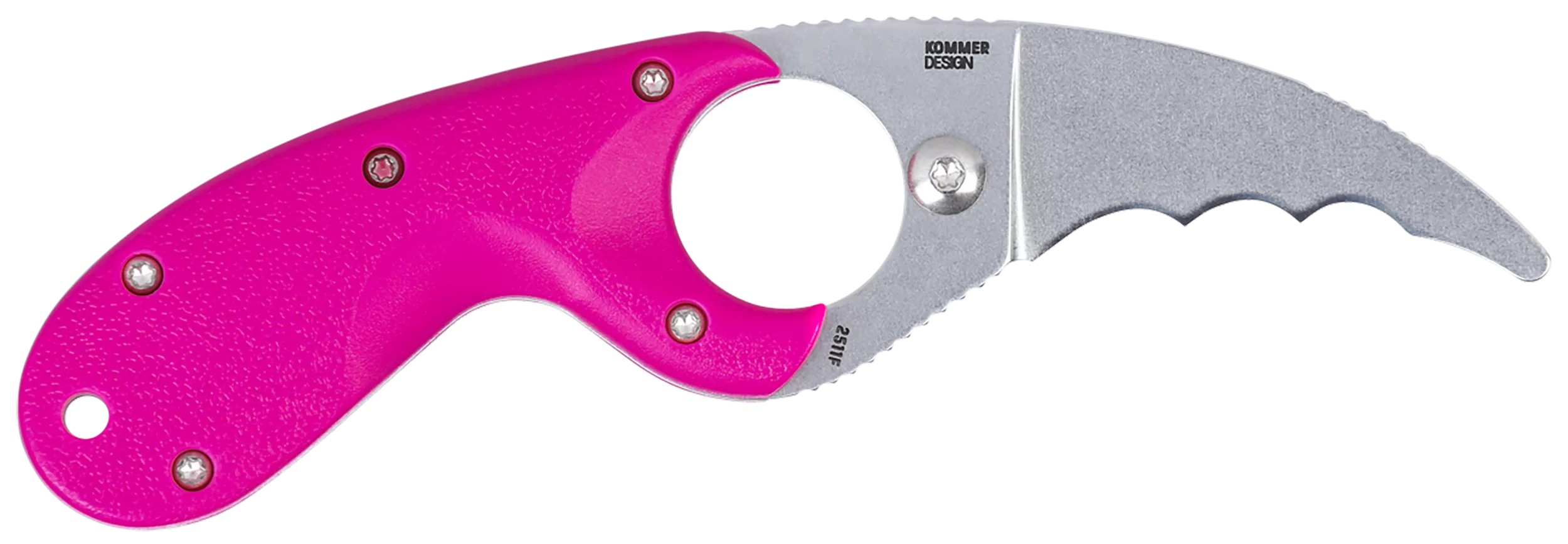 CRKT 2511T Bear Claw2.39" Fixed Hawkbill Serrated Powder Coated AUS8A SS Blade, Pink Textured GRN Handle