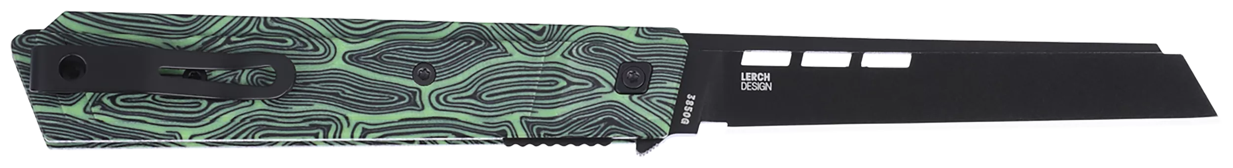 CRKT 3850G Zephyr EDC 3.22" Folding Sheepsfoot Plain Black TiNi 14C28N Steel Blade, Marbled Black/Green G10 Handle