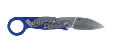 CRKT 4050 Kinematic Provoke EDC Folding Karambit - 2.56" D2 Satin Drop Point Blade, Blue Aluminum Handles
