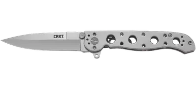 CRKT M16-03SS Kit Carson Frame Lock Flipper Knife - 3.54" 12C27 Bead Blast Spear Point Blade, Stainless Steel Handles
