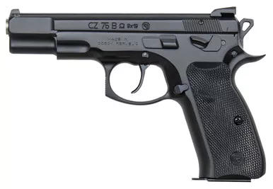 CZ-USA 91136 CZ 75 B Omega Convertible 9mm Luger Caliber with 4.60" Barrel, 16+1 Capacity, Black Polycoat Finish Steel Serrated Trigger Guard & Beavertail Frame, Inside Railed Black Steel Slide, Polymer Grip & Decocker Safety