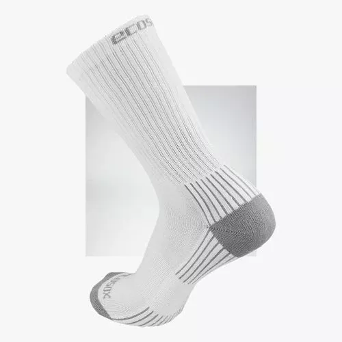 EcoSox Bamboo Crew Socks - Large 10-13 - White/Gre
