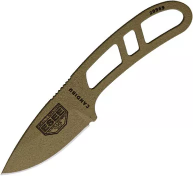 ESEE Knives Candiru EDC Fixed Blade - 2" 1095 Carbon Blade, Dark Earth Powder Coat, Black Molded Sheath with Clip Plate Attachment and Survival Kit