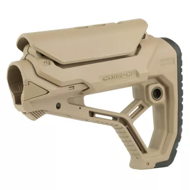 F.A.B. Defense GL-Core CP AR-15 FDE Buttstock - Fits Mil-Spec And Commercial Tubes, Adjustable Cheek Rest, Flat Dark Earth