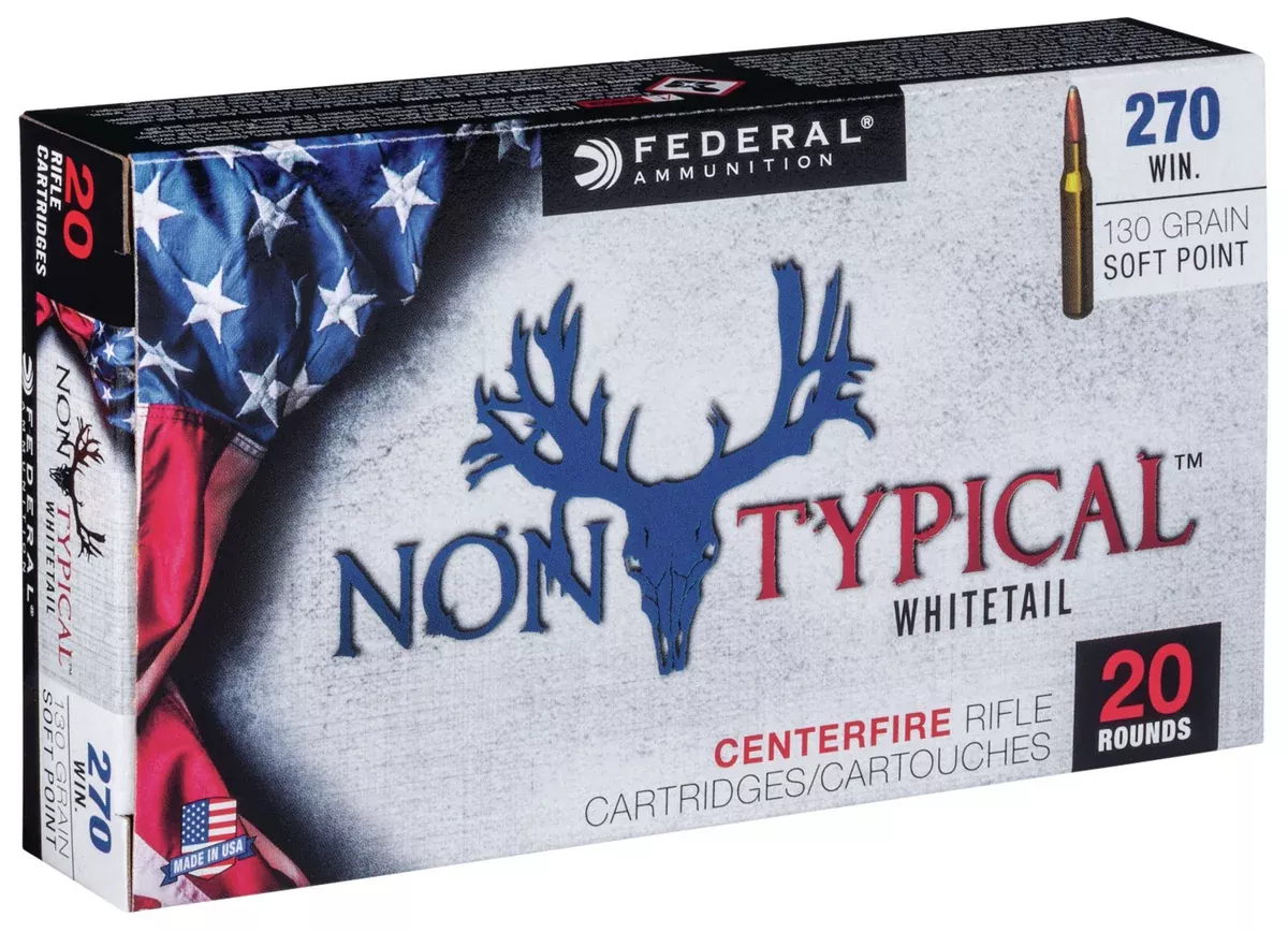 Federal 270DT130 Non-Typical270 Win 130 gr 3060 fps Non-Typical Soft Point (SP) 20 Bx/10 Cs