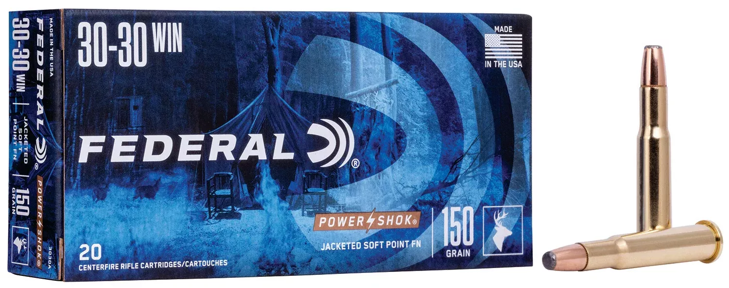 Federal 3030A Power-Shok30-30Win 150gr Jacketed Soft Point 20 Per Box/10 Case