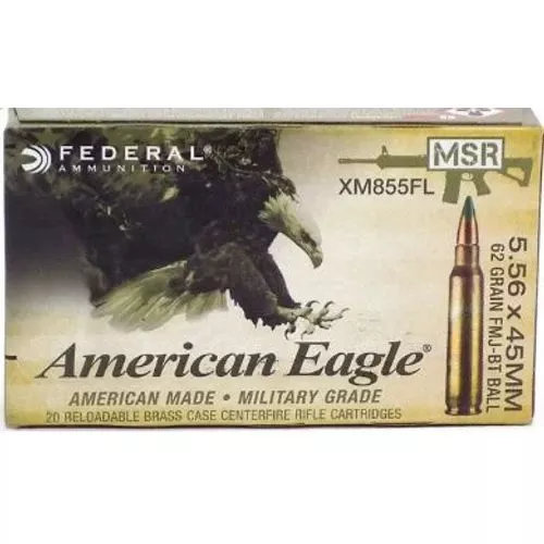 Federal American Eagle Green Tip Penetrator 5.56mm 62gr FMJ 20 Round Box XM855FL