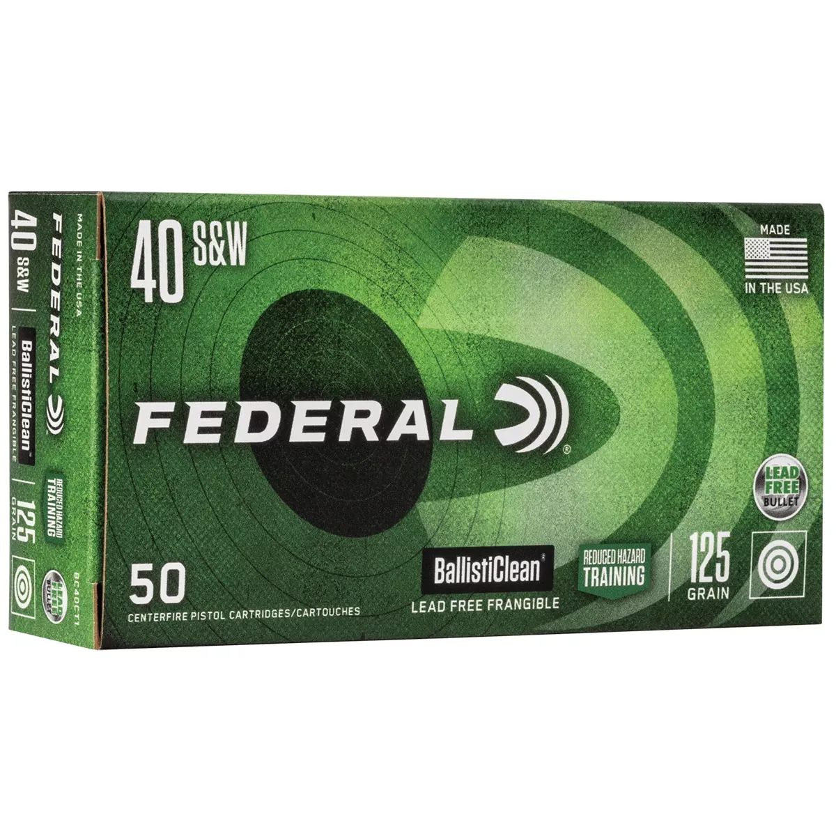 Federal BC40CT1 BallistiClean Reduced Hazard Training 40 S&W 125 gr Lead Free Frangible 50 Per Box