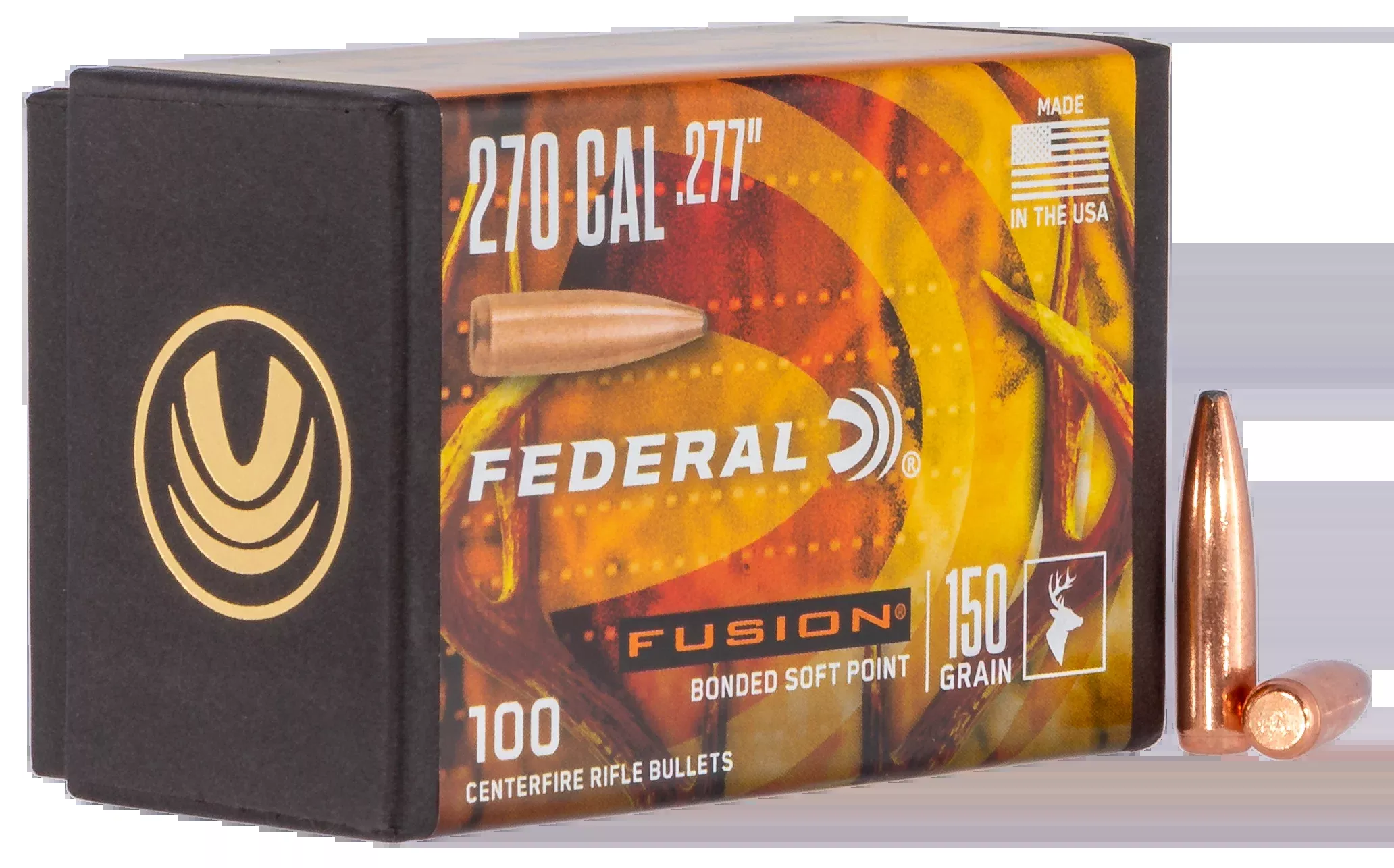 Federal Fusion Component .277 150 Grain Bonded Soft Point Rifle Bullets, 100 Count FB277F4