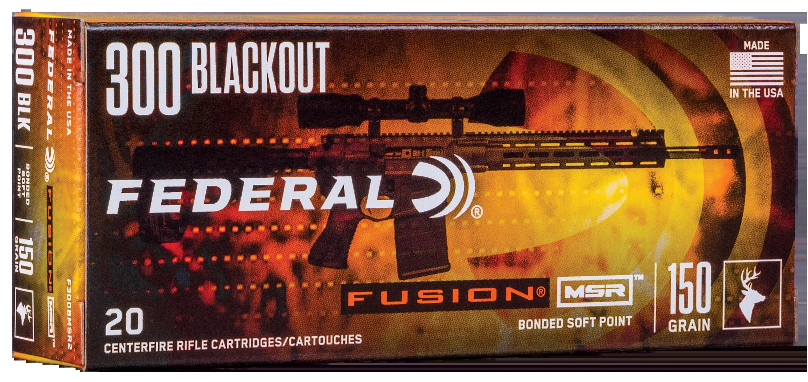 Federal Fusion MSR 300 Blackout 150gr Bonded Soft Point 20rd - Box or Case