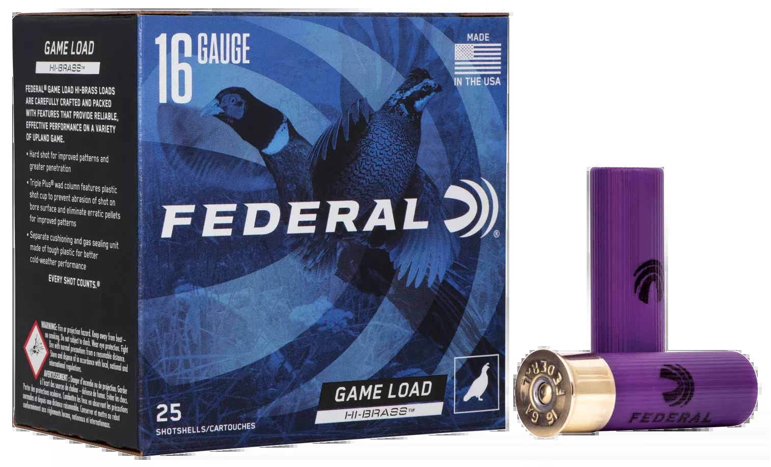 Federal Game-Shok High Brass 16 Gauge 2.75" 1 1/8 oz #6 Shot 25 Rd - Box or Case