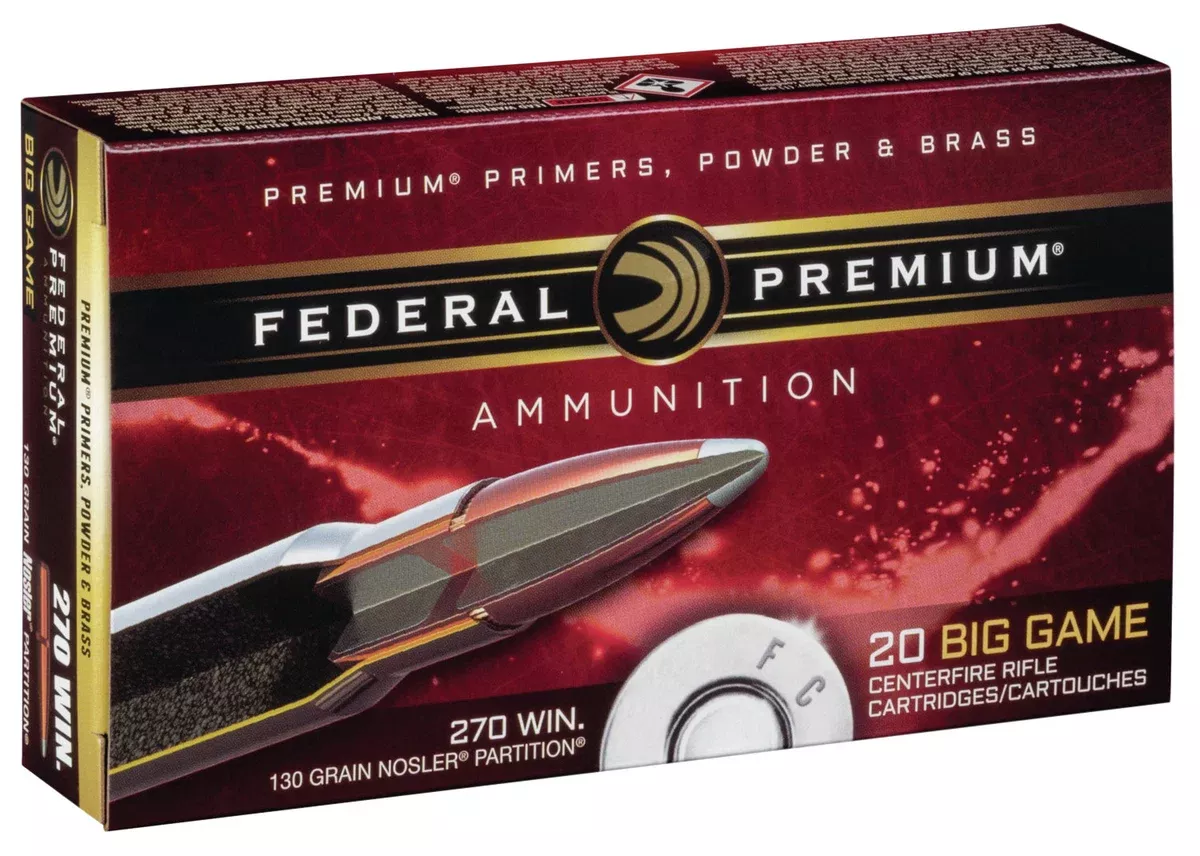 Federal P270P Premium270Win 130gr Nosler Partition 20 Per Box/10 Case