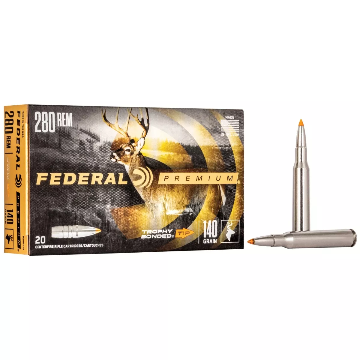 Federal P280TT2 Premium280 Rem 140 gr Trophy Bonded Tip 20 Bx/ 10 Cs