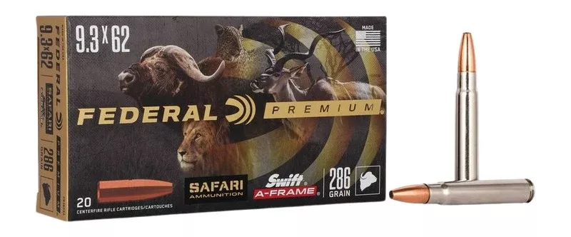 Federal P9362SA Premium Safari Cape-Shok 9.3mmx62Mauser 286gr Swift A Frame 20 Per Box/10 Case