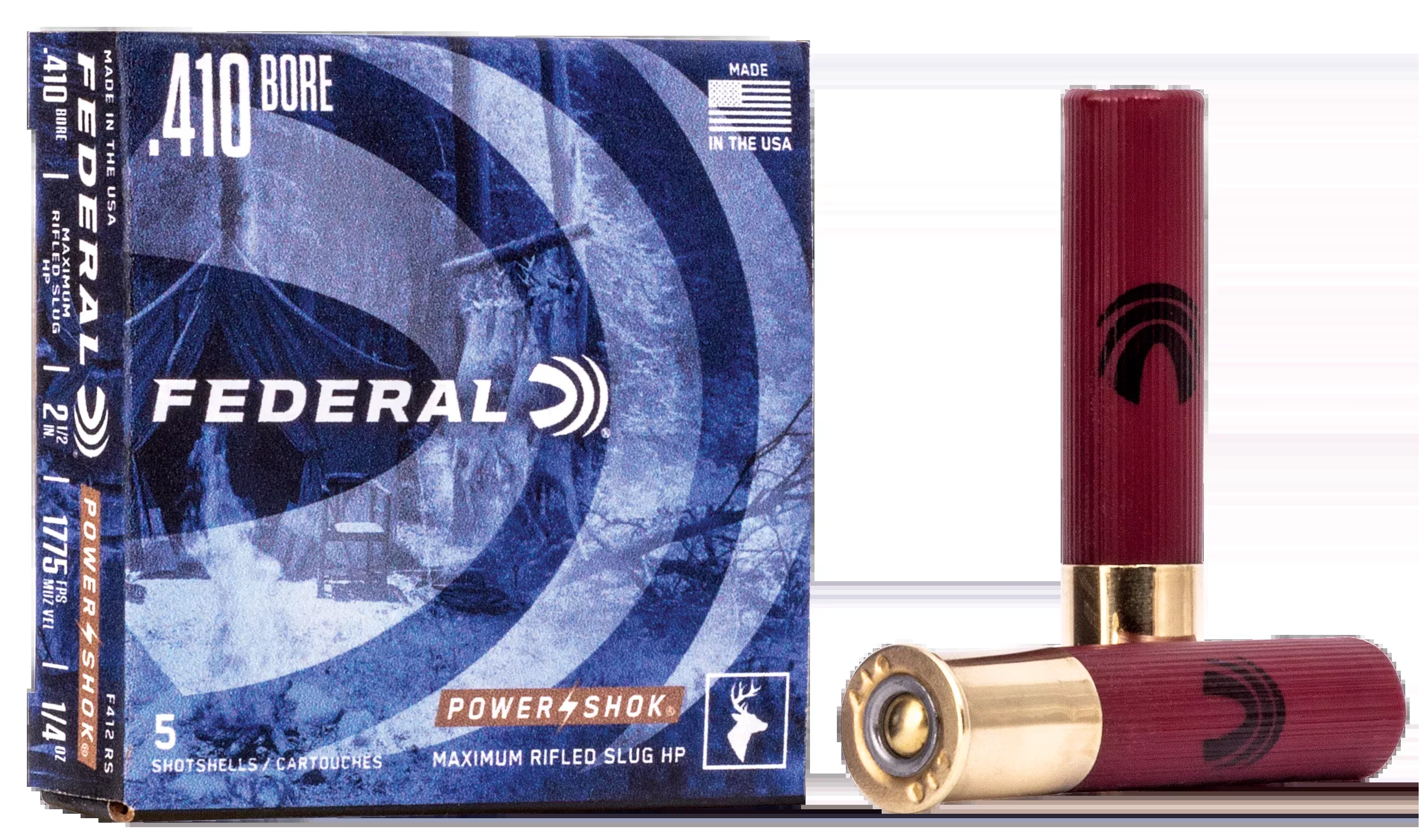 Federal Power-Shok 410 Gauge 2.5" 1/4 oz Rifled Slug 5 Rd - Box or Case
