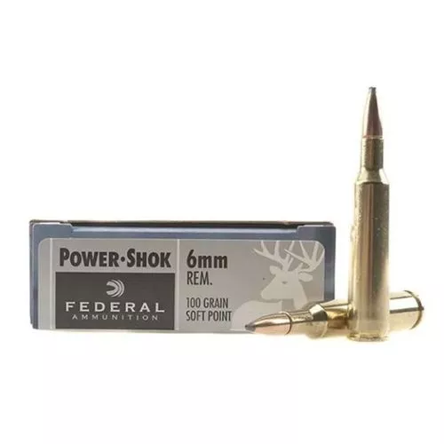 Federal Power-Shok Ammunition 6mm Remington 100 Grain Soft Point Box of 20