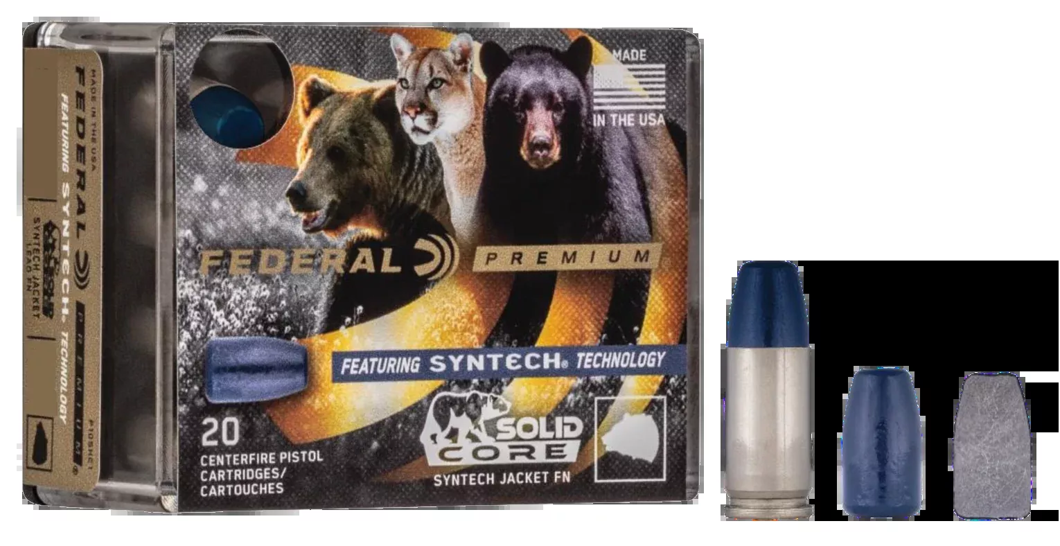 Federal Premium 357 Mag 180gr Solid Core Synthetic Flat Nose 20rd - Box or Case