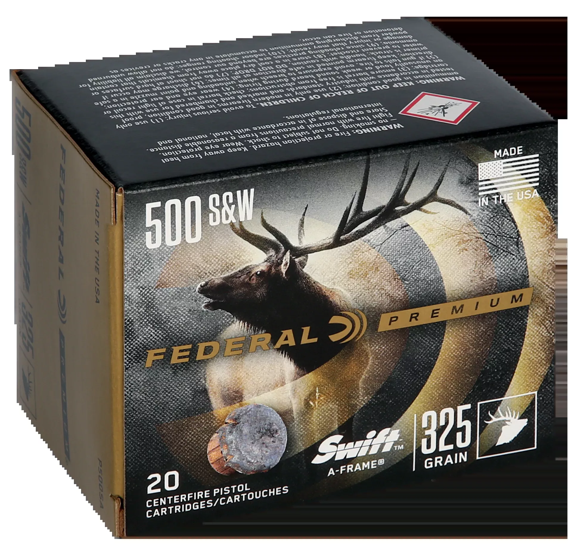 Federal Premium 500 S&W Mag 325gr Swift A-Frame 20rd - Box or Case
