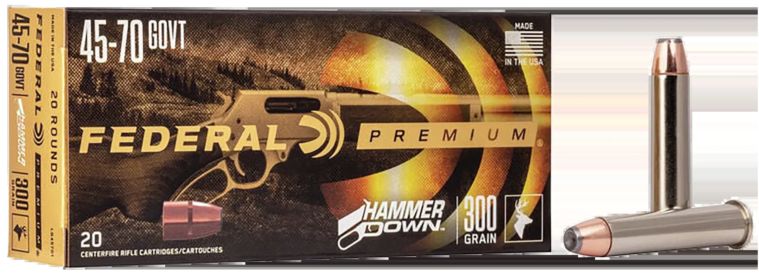 Federal Premium HammerDown 45-70 Government 300gr Bonded Soft Point 20 Rd - Box or Case