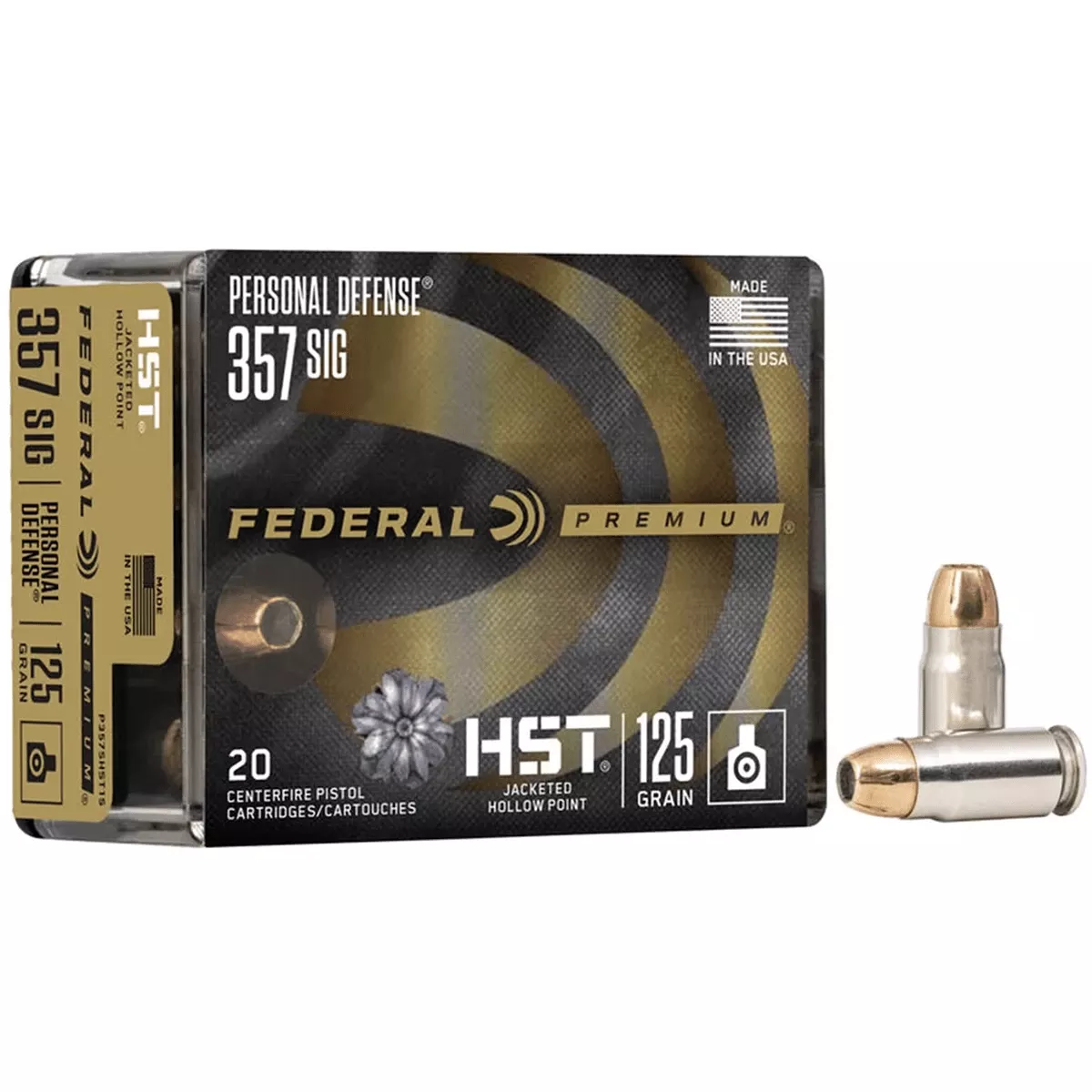 Federal Premium Personal Defense 357 Sig 125gr HST Jacketed Hollow Point 20 Per Box