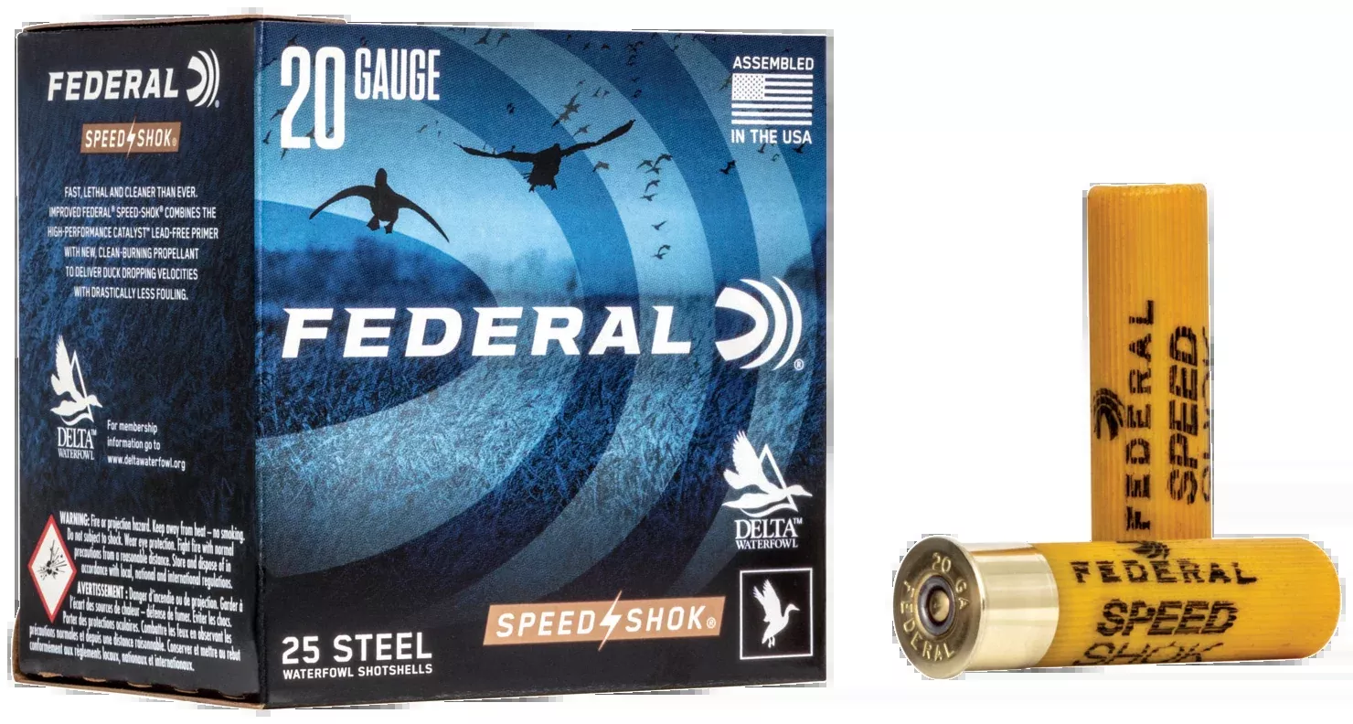 Federal Speed-Shok 20 Gauge 3" 7/8 oz #2 Steel Shot 25 Rd - Box or Case