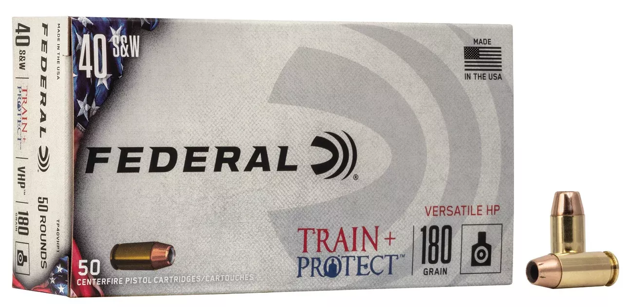 Federal TP40VHP1 Train + Protect40S&W 180gr Versatile Hollow Point 50 Per Box/10 Case