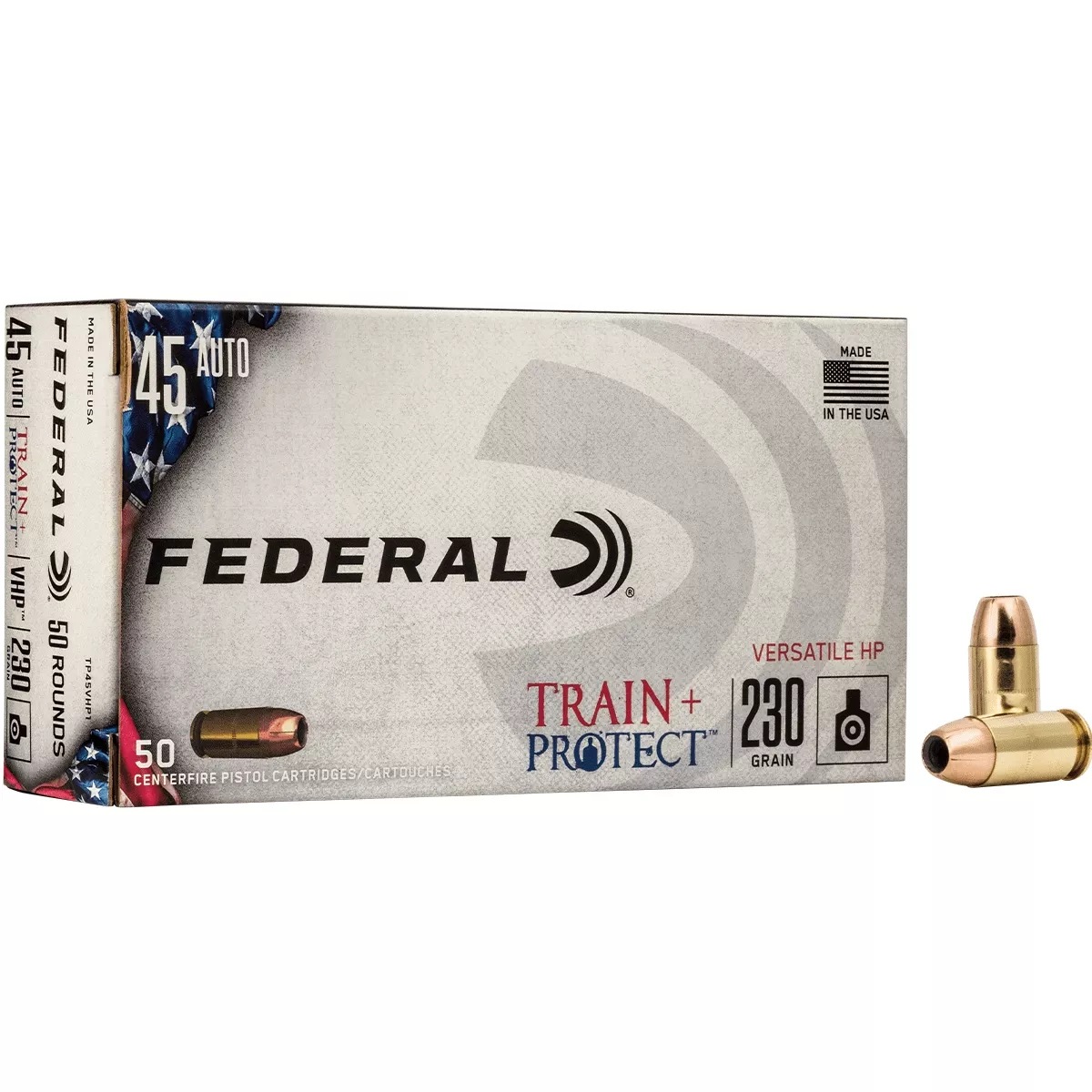 Federal Train + Protect 45 ACP 230 gr Versatile Hollow Point (VHP) Handgun Ammo