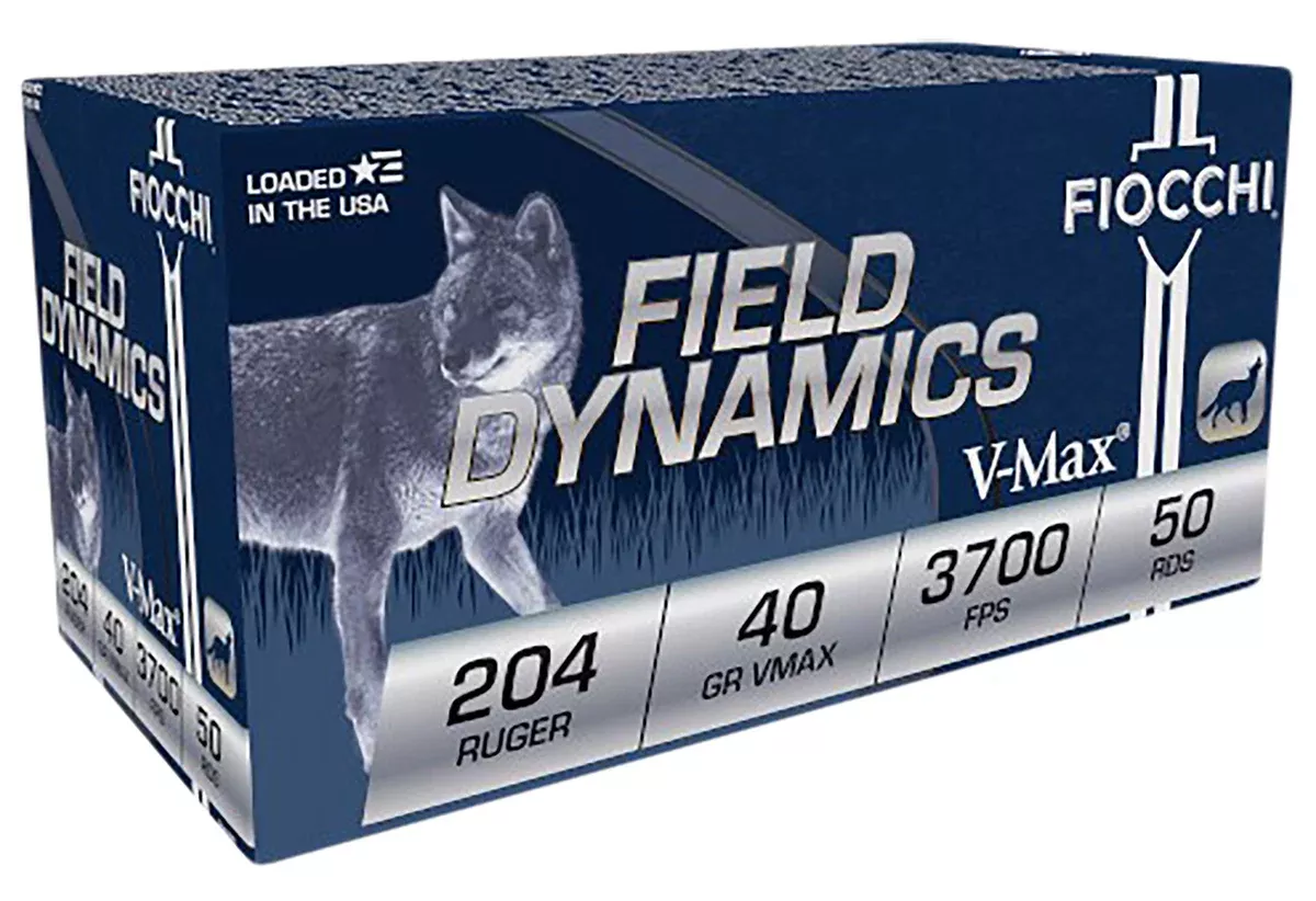 Fiocchi 204HVB Field Dynamics204Ruger 40gr Hornady V Max 50 Per Box/20 Case
