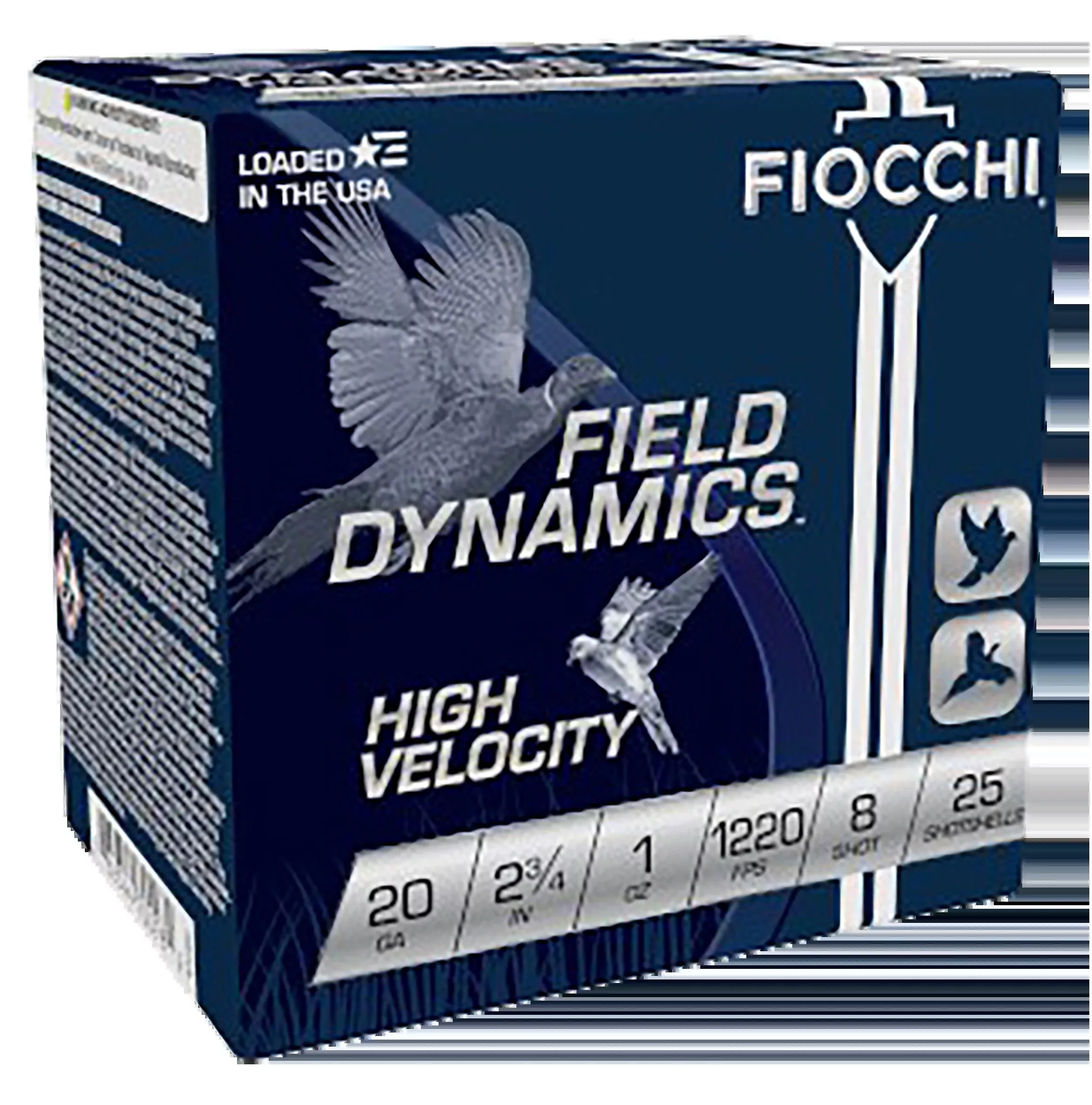 Fiocchi 20HV8 Field Dynamics High Velocity 20 Gauge 2.75" 1 oz 8 Shot 25 Bx/10 Cs - Box or Case
