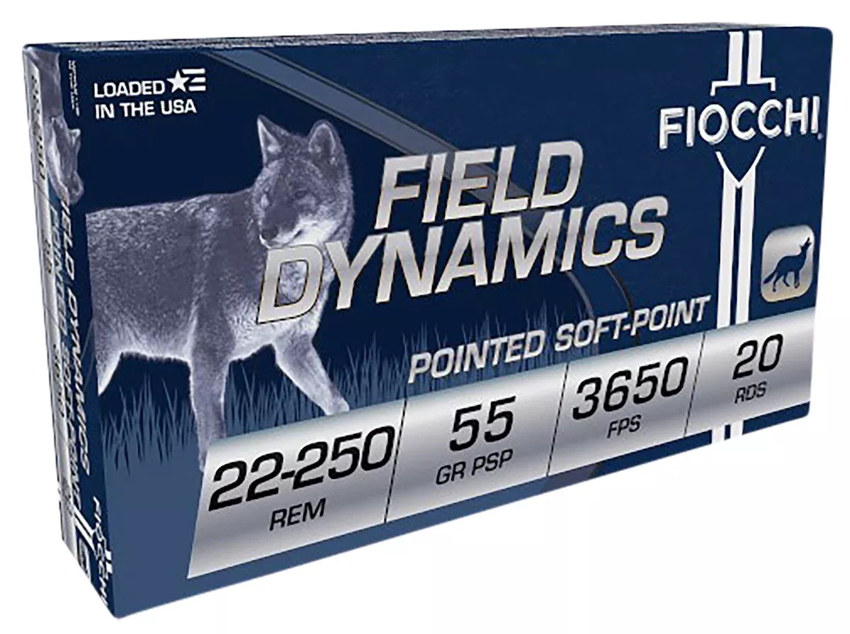 Fiocchi 22250B Field Dynamics22-250Rem 55gr Pointed Soft Point 20 Per Box/10 Case