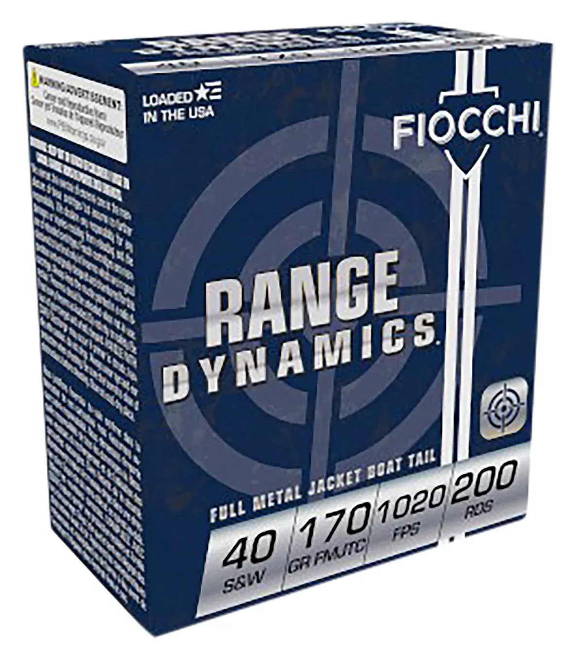 Fiocchi 40ARD Range Dynamics40 S&W 170 gr 1020 fps Full Metal Jacket Truncated-Cone (TCFMJ) 200 Bx/5 Cs (Range Pack)