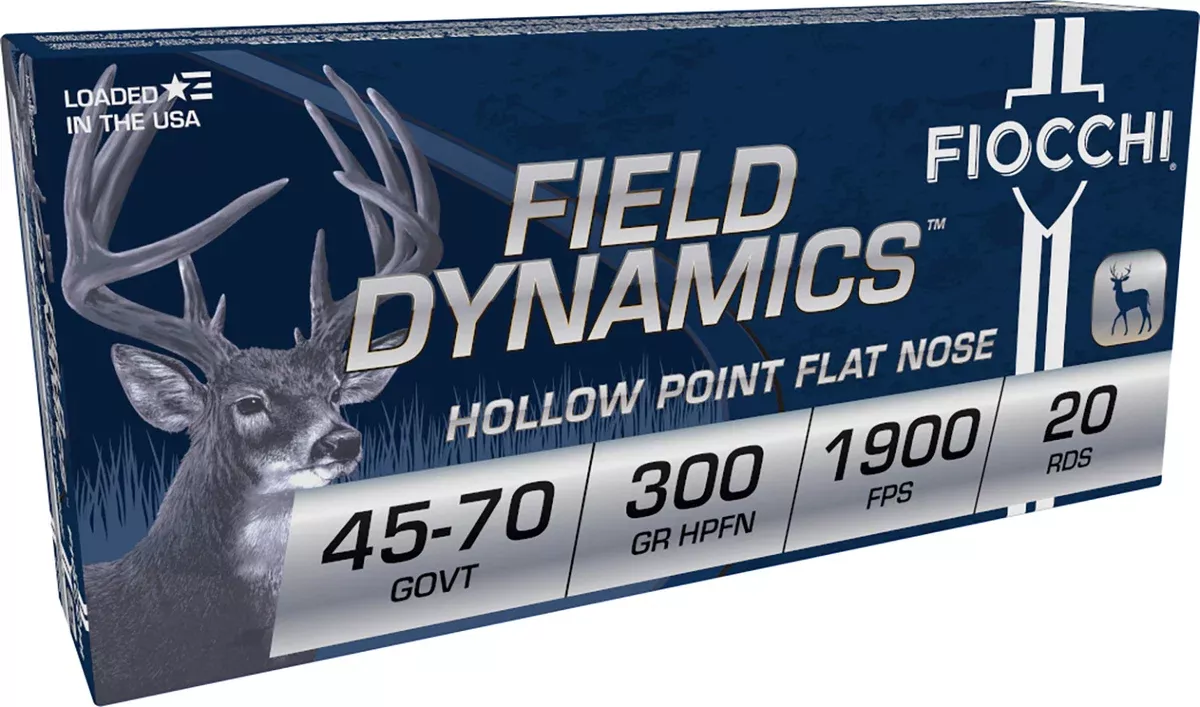 Fiocchi 4570B Field Dynamics45-70Gov 300gr Hollow Point Flat Nose 20 Per Box/10 Case