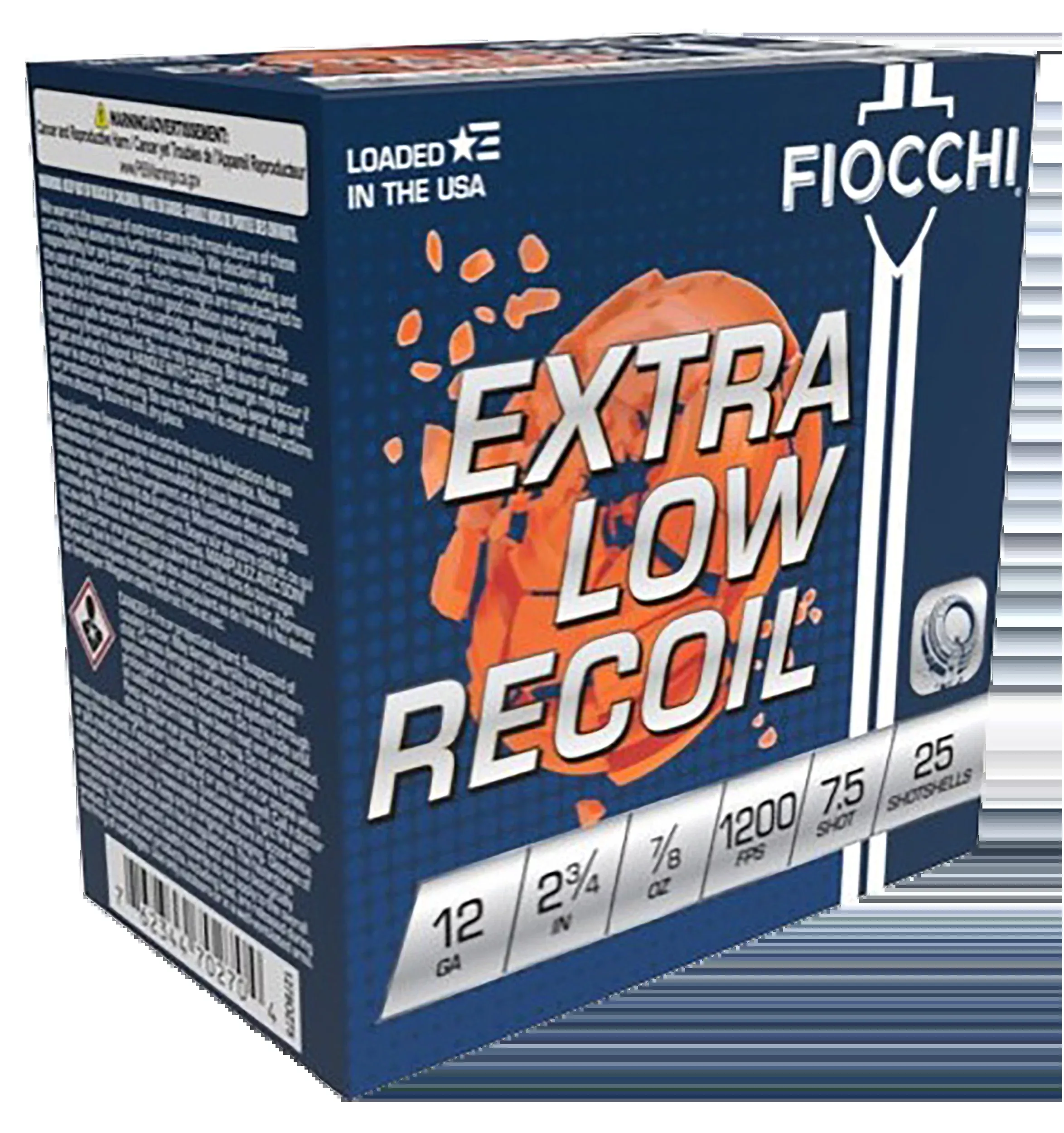 Fiocchi Exacta Target Low Recoil Trainer 12 Gauge 2.75" 7/8 oz 7.5 Shot 25 Rd - Box or Case