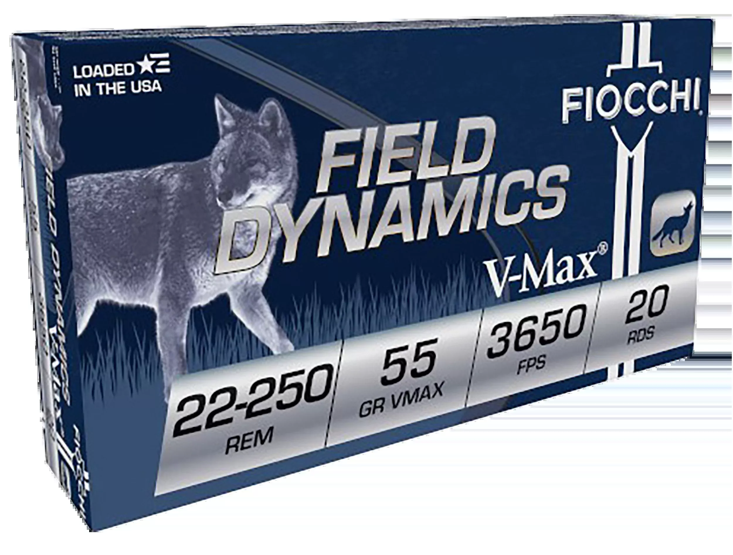 Fiocchi Field Dynamics 22-250 Rem 55gr Hornady V-Max - Box or Case