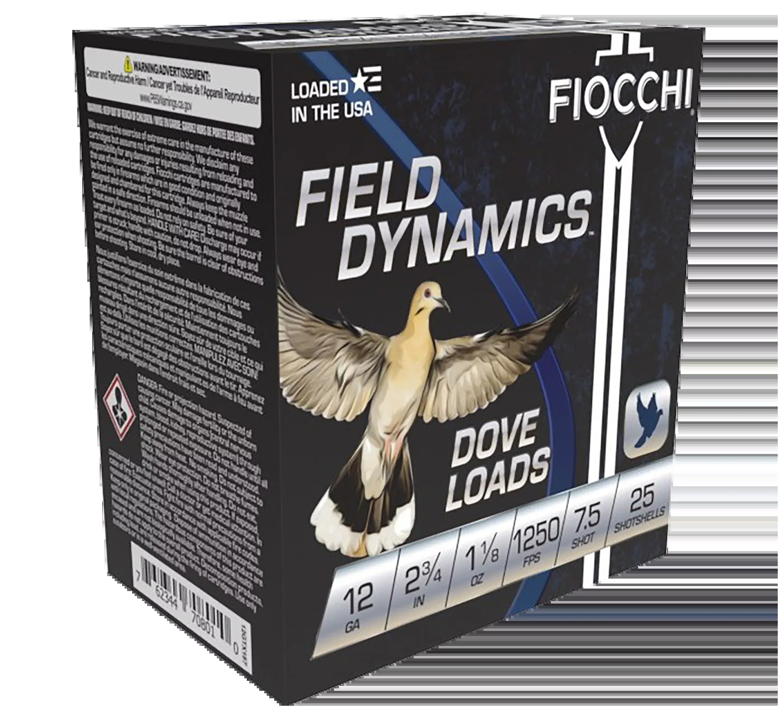 Fiocchi Field Dynamics Dove & Quail 12 Gauge 2.75" 1-1/8oz 7.5 Shot 25 Rd - Box or Case