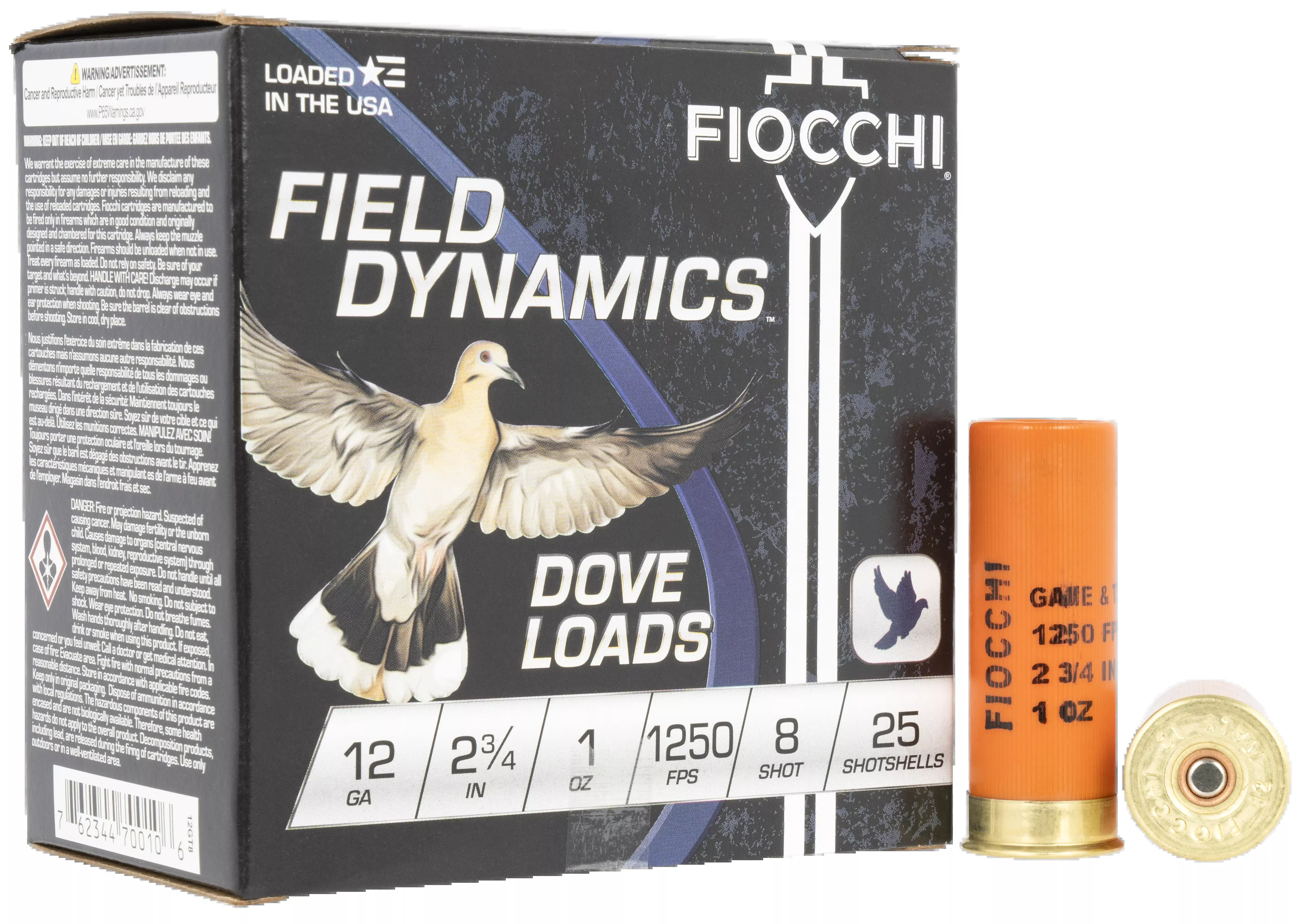 Fiocchi Field Dynamics Dove & Quail 12 Gauge 2.75" 1 oz #8 Shot 25 Rd - Box or Case