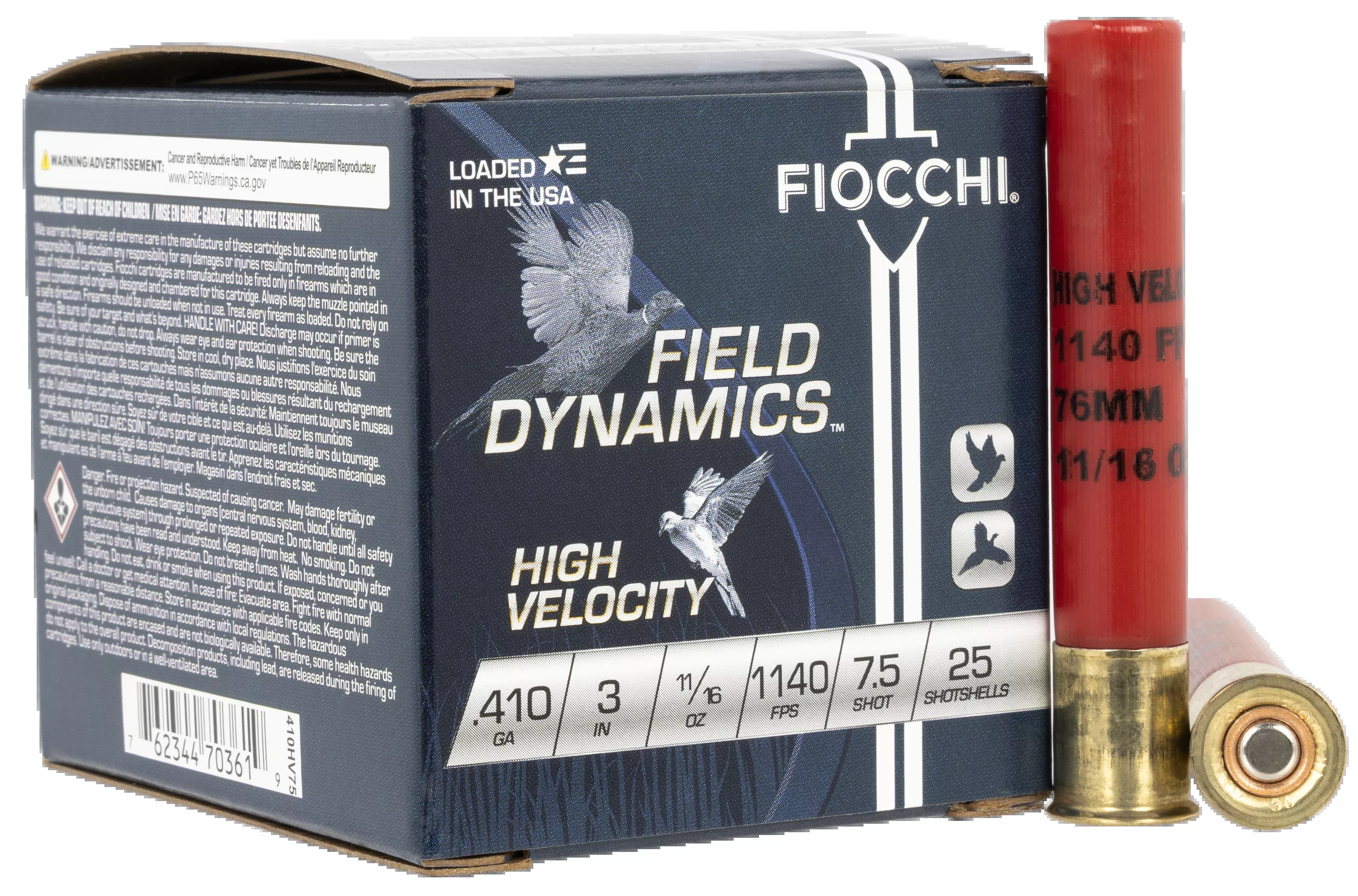 Fiocchi Field Dynamics High Velocity 410 Gauge 3" 11/16 oz 7.5 Shot - Box or Case