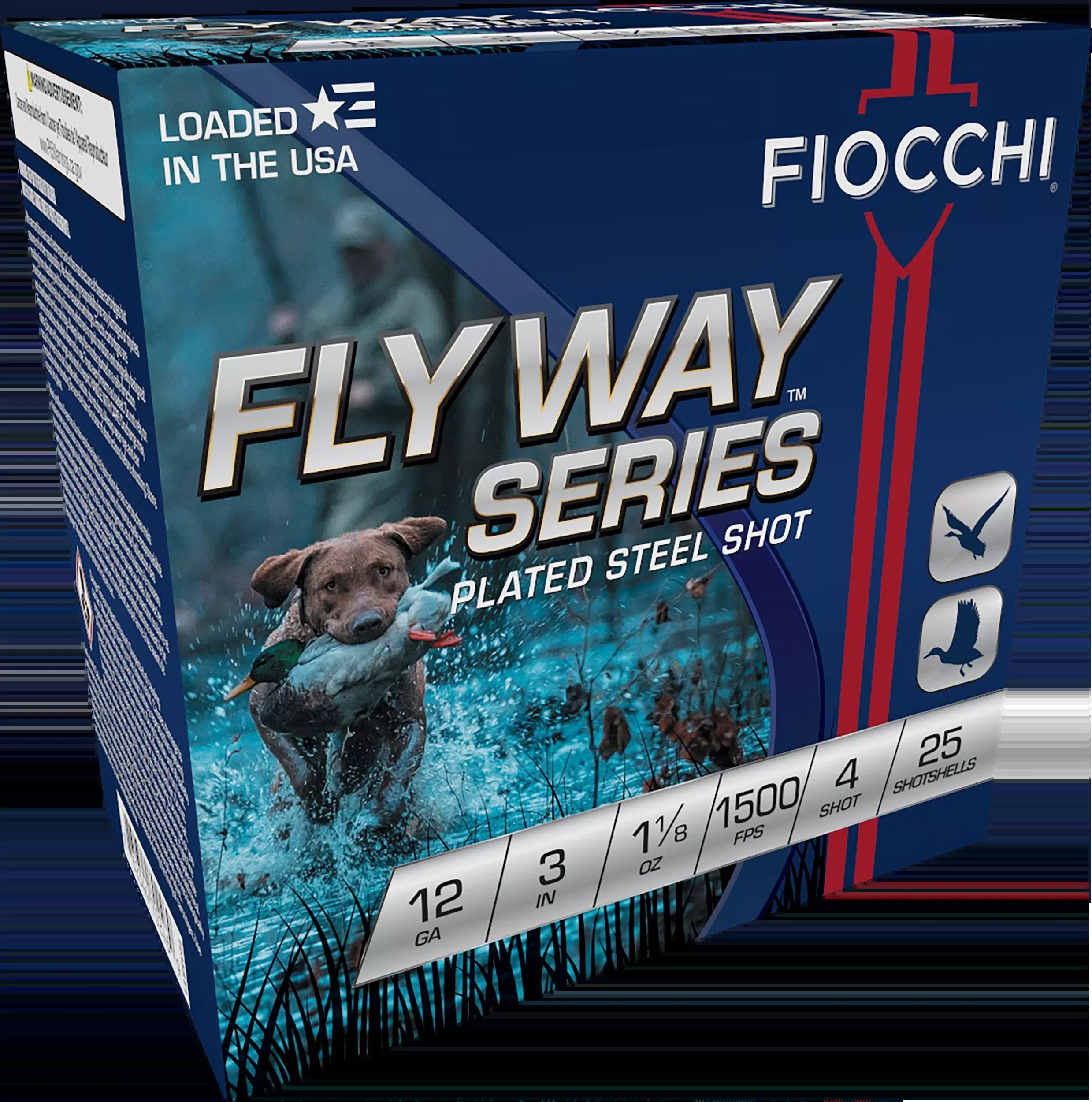 Fiocchi Flyway 12 Gauge 3 in 1 1/8 oz #4 Shot Steel Shotshells 25 Bx/10 Cs - Box or Case