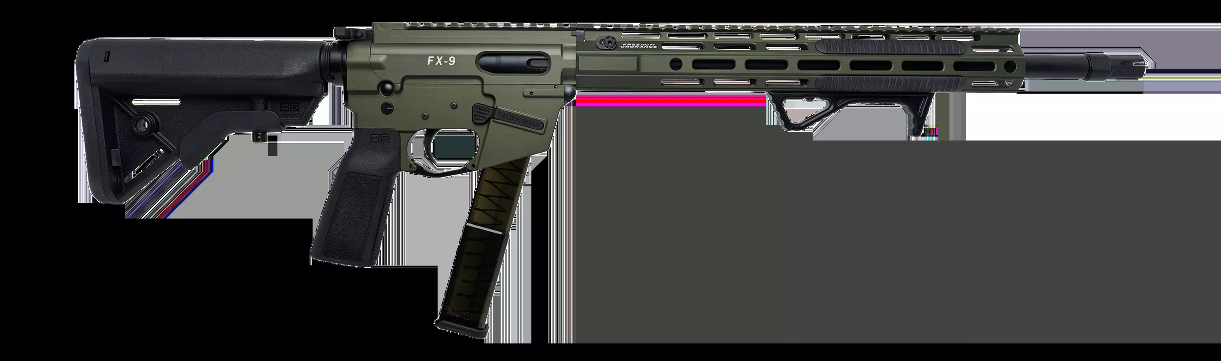 Freedom Ordance FX9R16E-ODG FX9R Elite 9mm Luger 16" Black Nitride Barrel, OD Green Anodized Aluminum Receiver w/Picatinny Rail Black B5 Bravo Polymer Stock, B5 P Type Grip