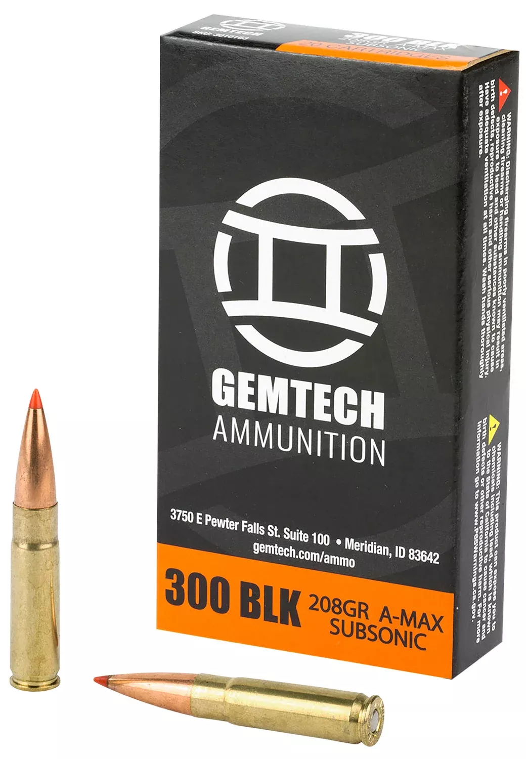 Gemtech 3010163 Subsonic300Blackout 208gr Polymer Tip 20/Box