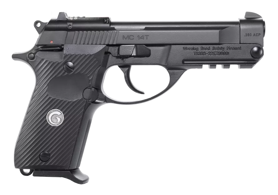 Girsan 390852 MC 14T *CA Compliant 380 ACP 10+1 4.50" Black Tip-Up Barrel, Black Steel Serrated Slide, Black Polymer Frame w/Accessory Rail, Textured Grip, RMSc Footprint