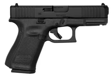 Glock PA195S203 G19 Gen5 Compact 9mm Luger Caliber with 4.02" Glock Marksman Barrel, 15+1 Capacity, Overall Black Finish, Picatinny Rail Frame, Serrated nDLC Steel Slide, Rough Texture Interchangeable Backstraps Grip & Fixed Sights