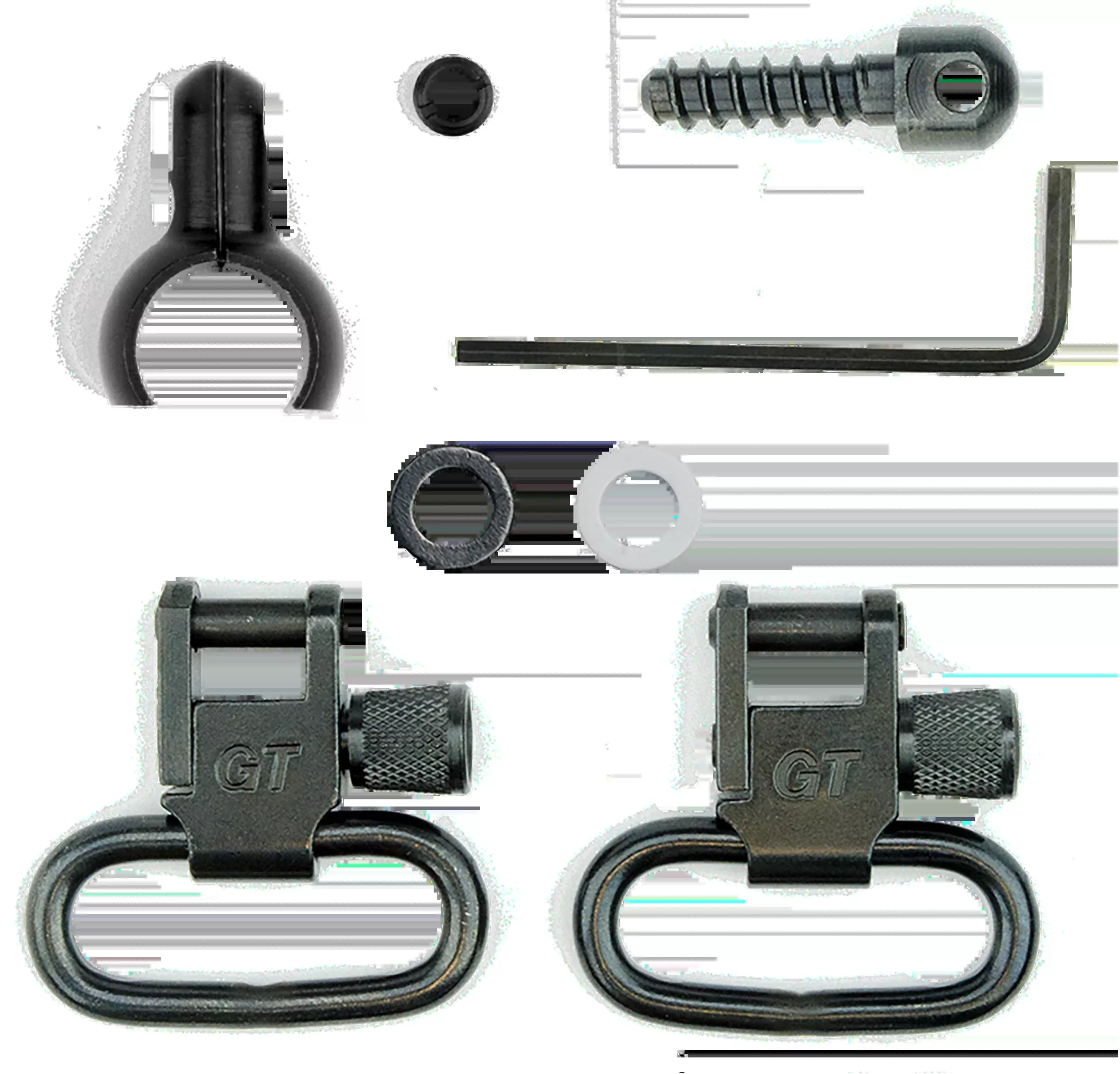 GrovTec GTSW43 Swivel Set .630"-.675" Tube 1" Loop Black Steel