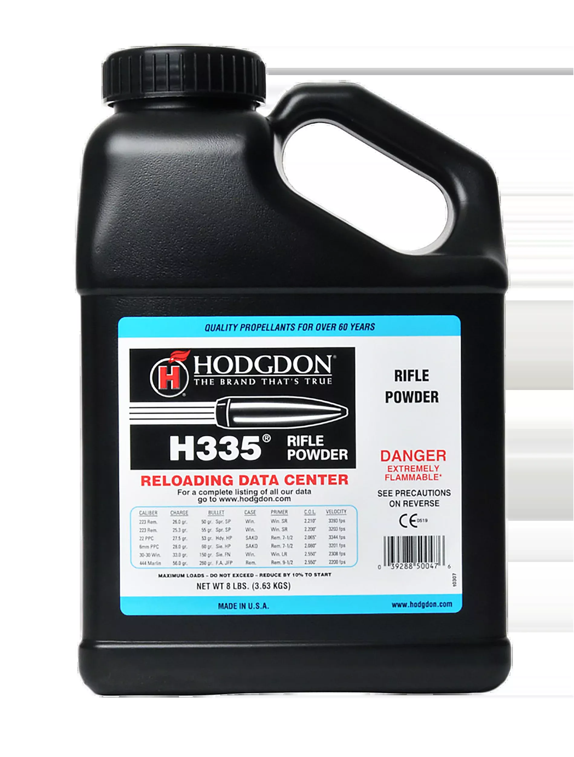Hodgdon H335 Spherical Smokeless Rifle Powder 8 lb Jug for 5.56 NATO/223 Remington 3358