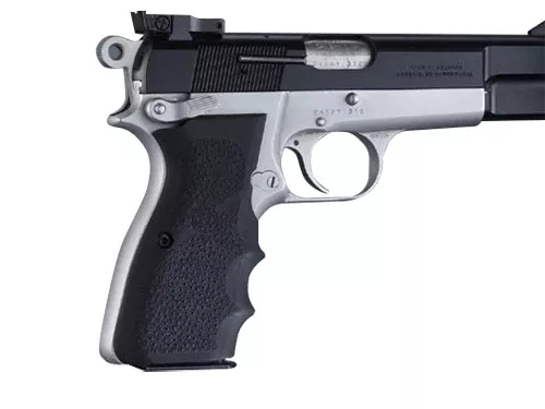 Hogue 09000 Rubber Grip with Finger Grooves Black for Browning Hi-Power