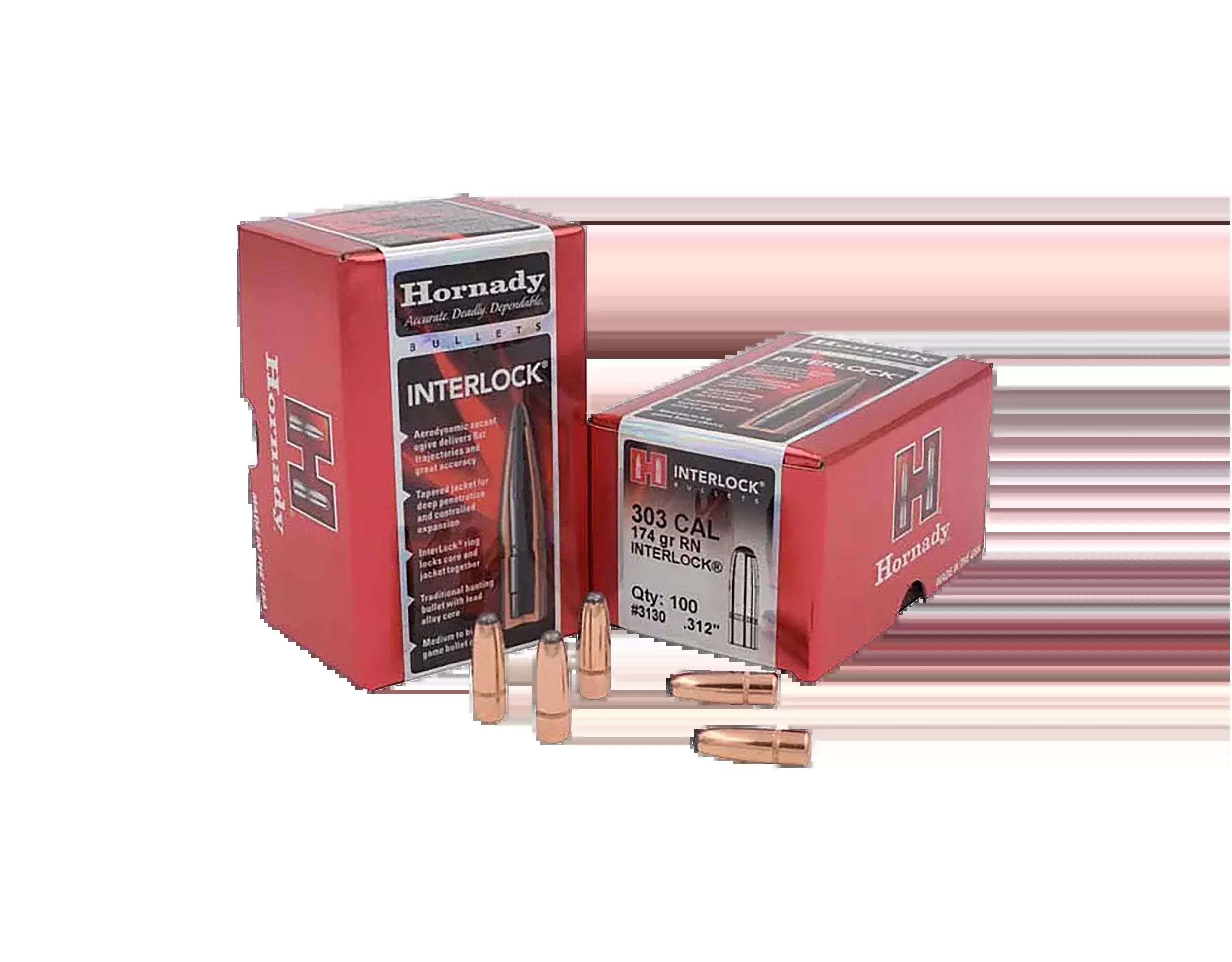 Hornady 3130 InterLock 303 British .312 174 gr Round Nose - 100/Box