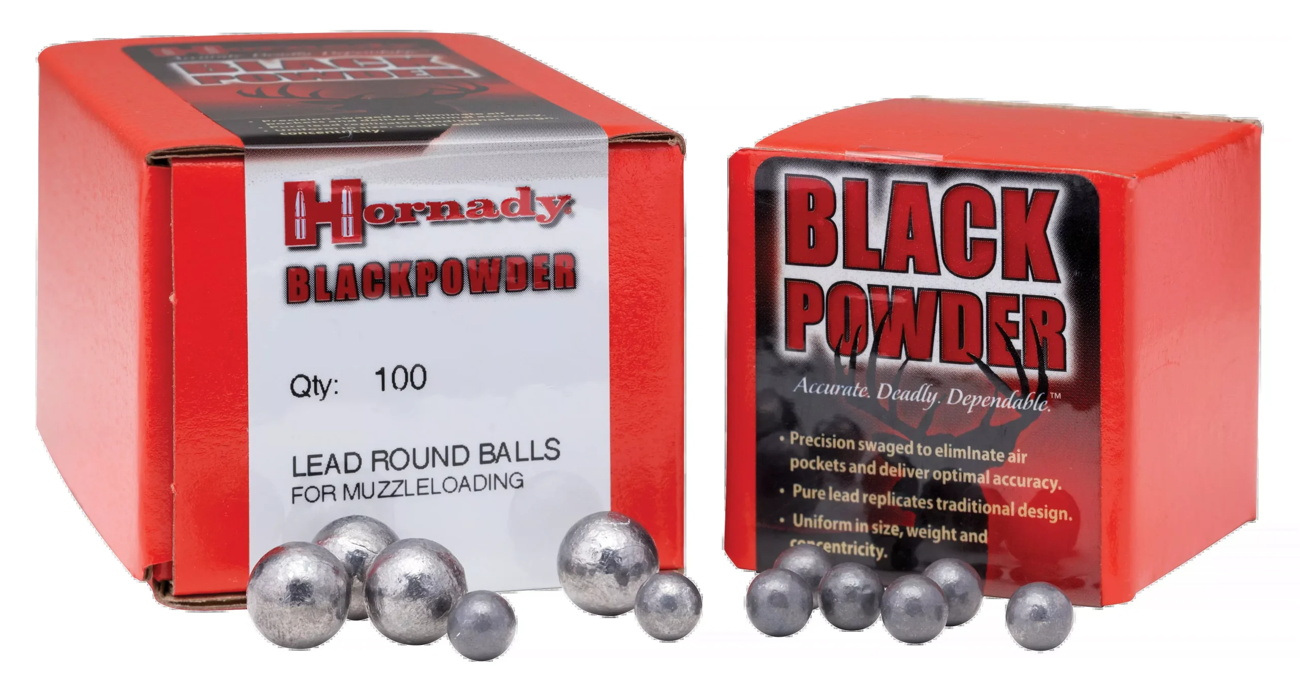 Hornady .50 Cal Lead Round Balls, .480in Diameter, 100 Count Muzzleloader Projectiles 6088