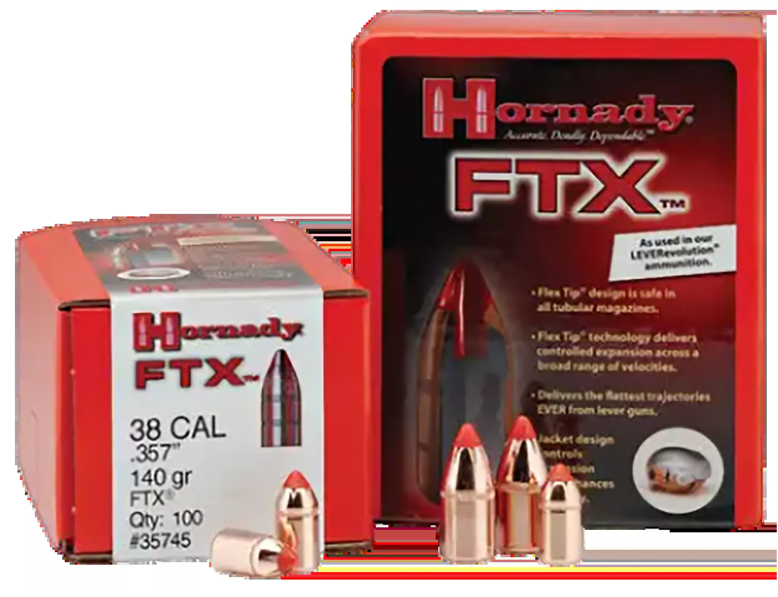 Hornady FTX 35 Cal .358 200 gr Flex Tip eXpanding Reloading Bullets - 100/Box