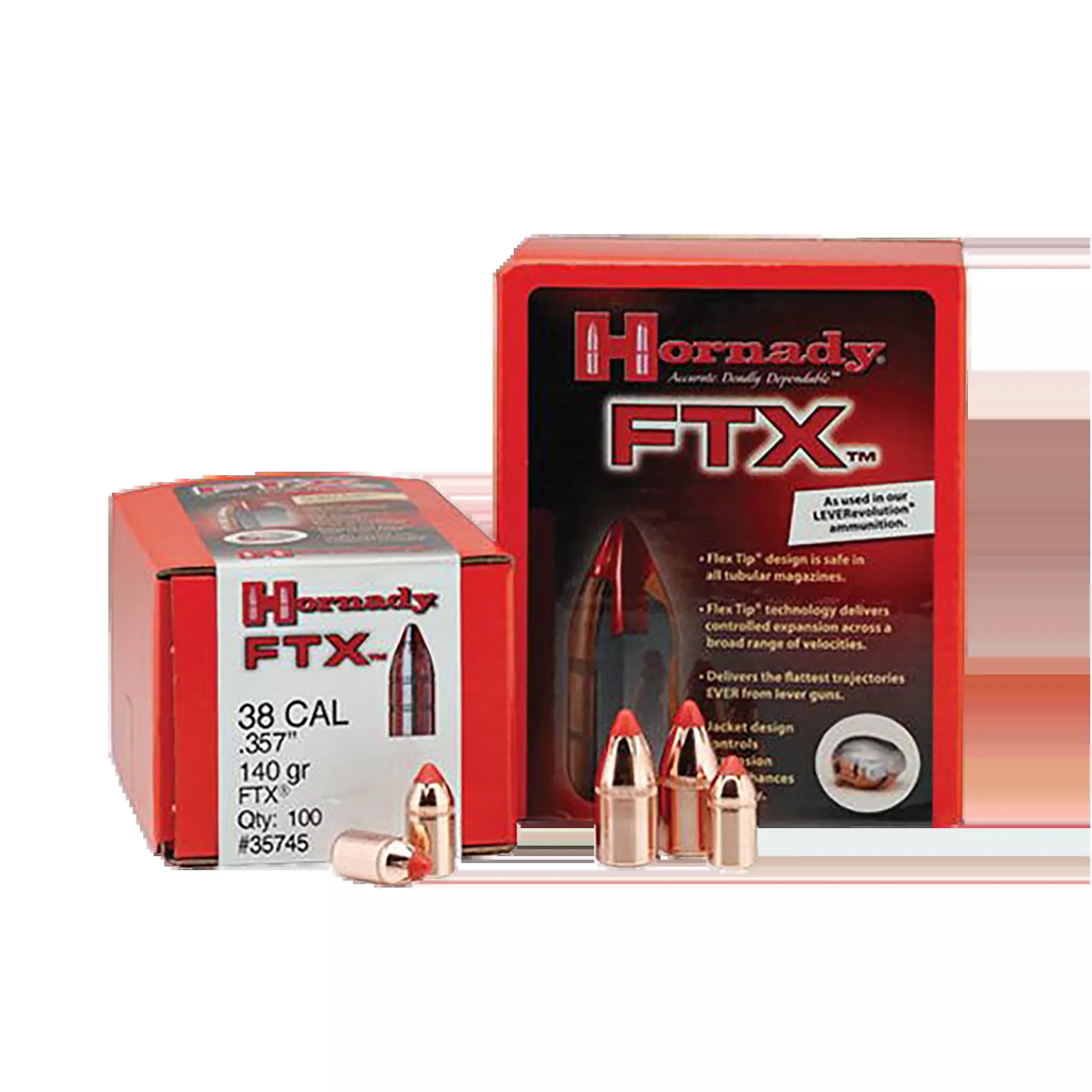 Hornady FTX 38 Cal .357 140 gr Flex Tip eXpanding - 100/Box