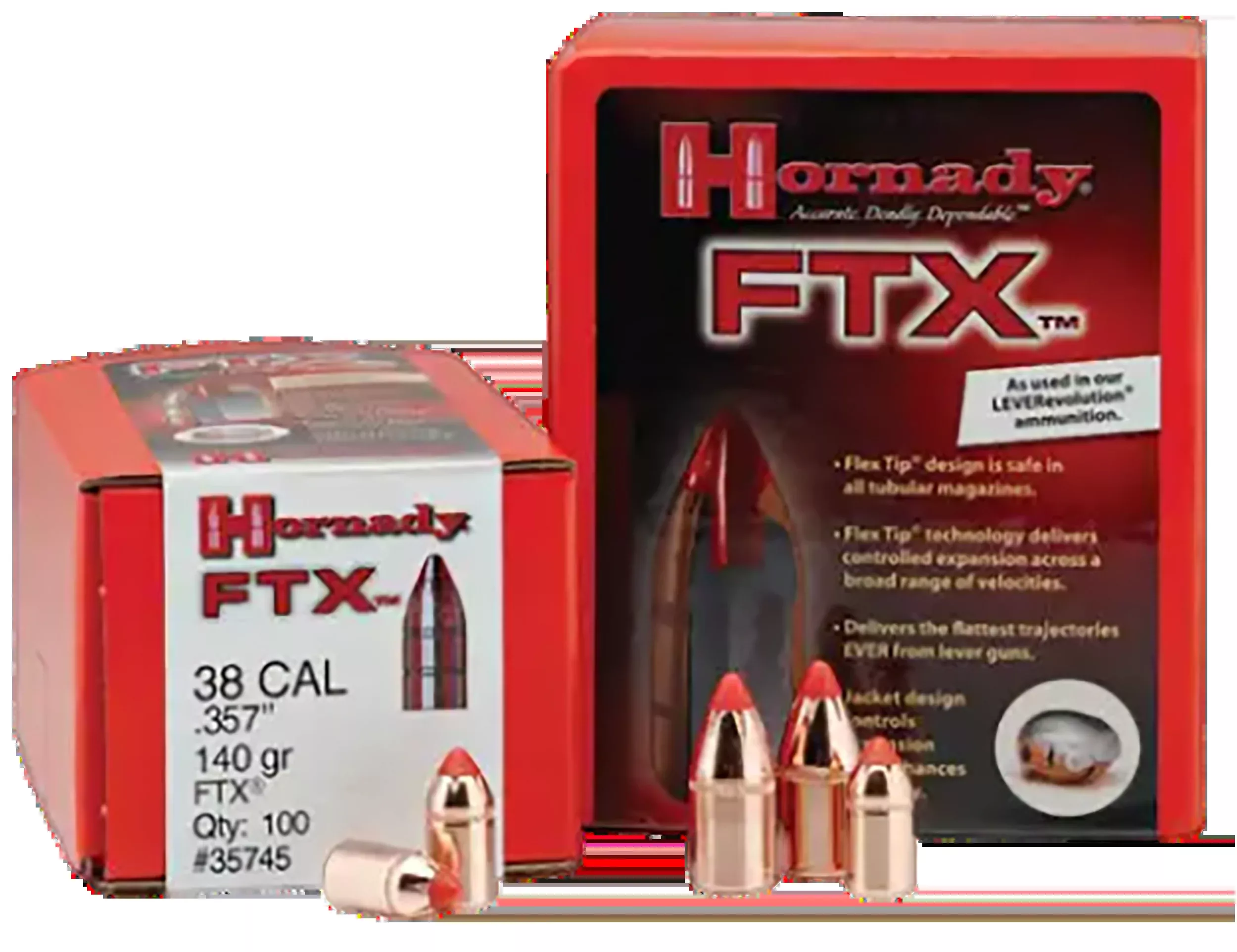 Hornady FTX 45 Cal .452 200 gr Polymer Tip Reloading Bullets - 50/Box